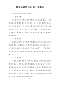 国企共青团2025年工作要点