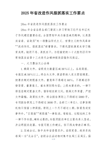 2025年省改进作风狠抓落实工作要点