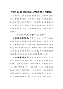 2025年XX区综合行政执法局工作总结