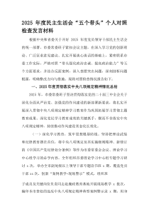 2025年度民主生活会“五个带头”个人对照检查发言材料