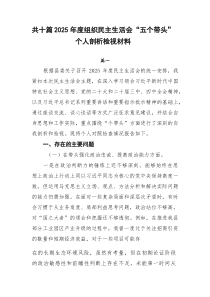 2025年度组织民主生活会“五个带头”个人剖析检视材料10篇材料