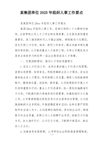某集团单位2025年组织人事工作要点