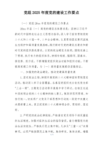 党组2025年度党的建设工作要点