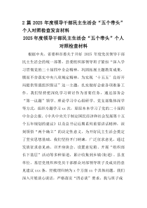 2篇2025年度领导干部民主生活会“五个带头”个人对照检查发言材料