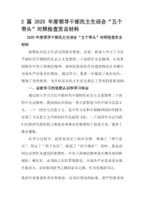 2篇2025年度领导干部民主生活会“五个带头”对照检查发言材料