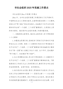 市社会组织2025年党建工作要点