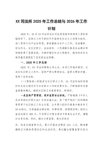 XX司法所2025年工作总结与2026年工作计划