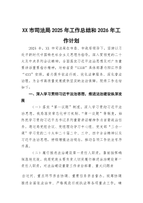 XX市司法局2025年工作总结和2026年工作计划