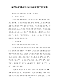 某国企纪委纪检2025年监察工作安排
