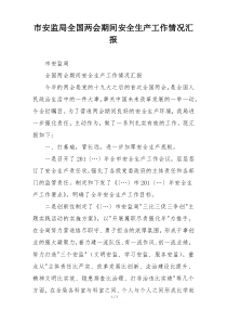 市安监局全国两会期间安全生产工作情况汇报