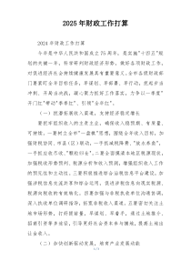 2025年财政工作打算