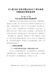 [7篇]2025年度专题生活会五个带头检视问题检视对照检查材料