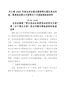 [7篇]2025年度生活会重点围绕带头强化政治忠诚、提高政治能力方面等五个方面检视检查材料
