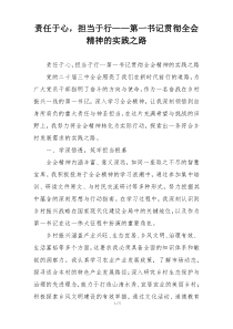 责任于心，担当于行——第一书记贯彻全会精神的实践之路
