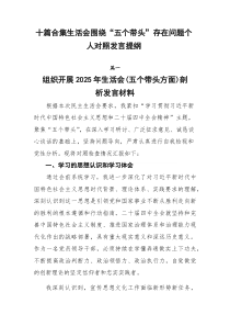 [汇编10篇]生活会围绕“五个带头”存在问题个人对照发言提纲