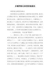 乡镇网格化典型经验做法