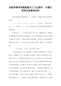 法院刑事审判庭副庭长三八红旗手、巾帼文明岗先进事迹材料