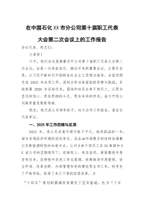 在中国石化XX市分公司第十届职工代表大会第二次会议上的工作报告