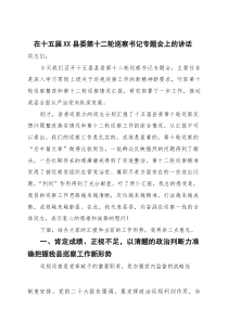 在十五届县委第十二轮巡察书记专题会上的讲话