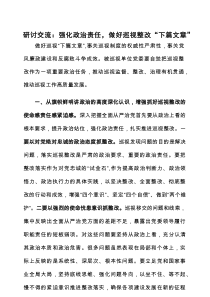 研讨交流：强化政治责任，做好巡视整改“下篇文章”