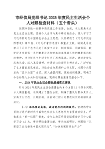 市经信局党组书记2025年度民主生活会个人对照检查材料（五个带头）
