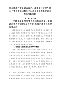 重点围绕“带头固本培元、增强党性方面”等五个带头突出问题民主生活会自我剖析发言材料（多篇汇编）