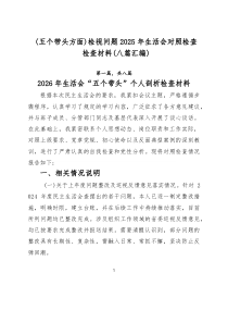 （五个带头方面）检视问题2025年生活会对照检查检查材料（八篇汇编）