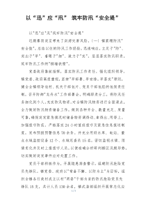 以“迅”应“汛” 筑牢防汛“安全堤”