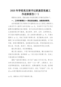 2025年学校党支部书记抓基层党建工作述职报告（一）
