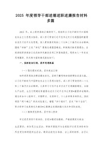 2025年度领导干部述德述职述廉报告材料多篇