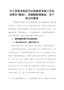 中小学校党组织书记抓基层党建工作总结报告（精选）：党建赋能强堡垒，实干担当兴教育