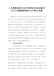 人大常委会机关2025年度民主生活会秘书长个人对照检查材料(五个带头)多篇