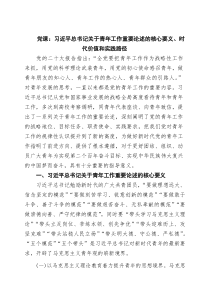 党课：习近平总书记关于青年工作重要论述的核心要义、时代价值和实践路径（共三篇）