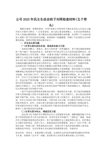 公司2025年民主生活会班子对照检查材料