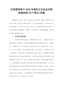 区局领导班子2025年度民主生活会对照检查材料（五个带头）多篇