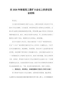 在2026年街道党工委扩大会议上的讲话发言材料