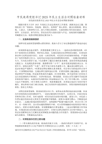 市民政局党组书记2025年民主生活会对照检查材料