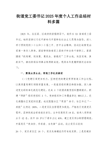 街道党工委书记2025年度个人工作总结材料多篇