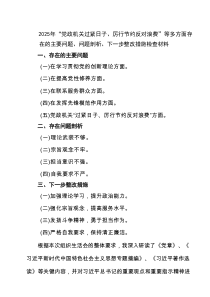 2025年“党政机关过紧日子、厉行节约反对浪费”等多方面存在的主要问题、问题剖析、下一步整改措施检查