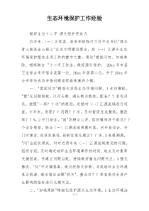 生态环境保护工作经验