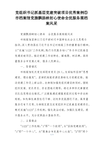 党组织书记抓基层党建突破项目优秀案例⑤市档案馆党旗飘扬映初心使命全优服务展档案风采