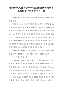 铿锵玫瑰无悔青春——记全国检察机关刑事执行检察“业务能手”王丽