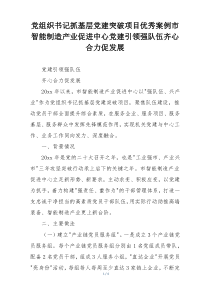 党组织书记抓基层党建突破项目优秀案例市智能制造产业促进中心党建引领强队伍齐心合力促发展