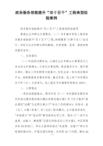 政务服务效能提升“双十百千”工程典型经验案例