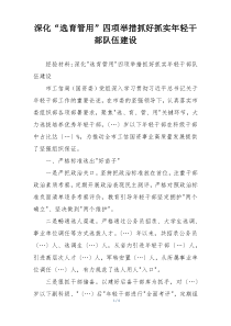 深化“选育管用”四项举措抓好抓实年轻干部队伍建设