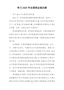 学习2025年全国两会观后感