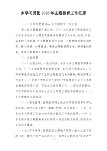 乡学习贯彻2025年主题教育工作汇报