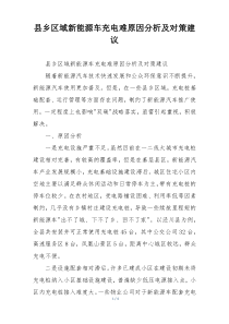县乡区域新能源车充电难原因分析及对策建议