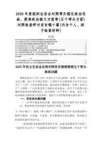 2025年民主生活会带头强化政治忠诚、提高政治能力方面等五个带头检视问题对照检查材料