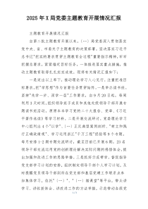2025年X局党委主题教育开展情况汇报